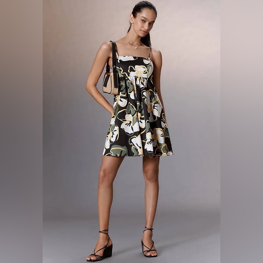 Hutch Balck White and Yellow Tropical Floral Sleeveless Bandeau Romper